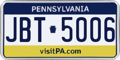 PA license plate JBT5006