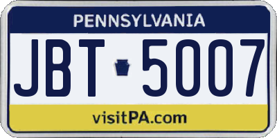 PA license plate JBT5007