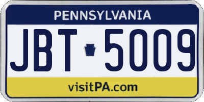 PA license plate JBT5009