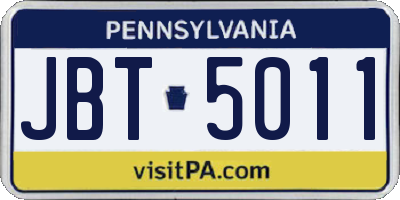 PA license plate JBT5011