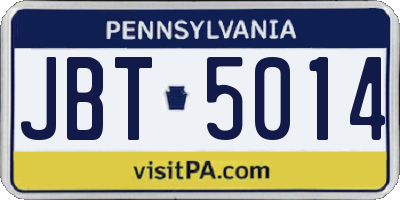 PA license plate JBT5014