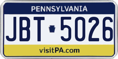 PA license plate JBT5026