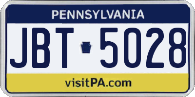 PA license plate JBT5028