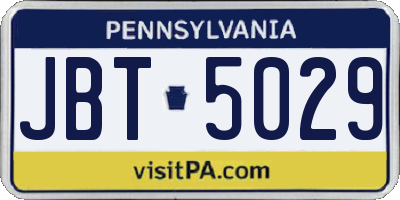 PA license plate JBT5029