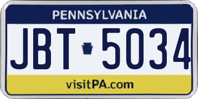 PA license plate JBT5034