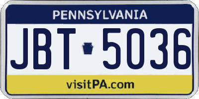 PA license plate JBT5036