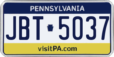 PA license plate JBT5037