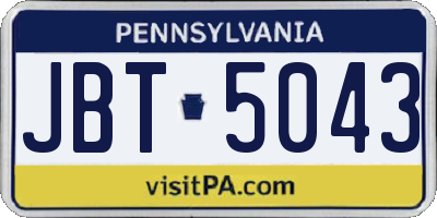 PA license plate JBT5043