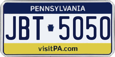PA license plate JBT5050