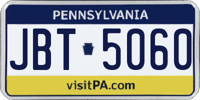 PA license plate JBT5060