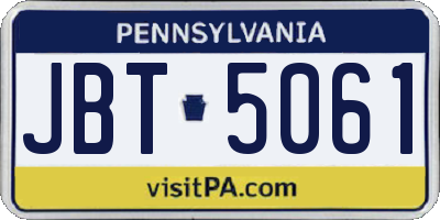 PA license plate JBT5061