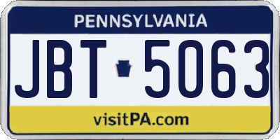 PA license plate JBT5063