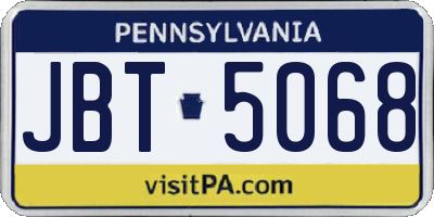 PA license plate JBT5068