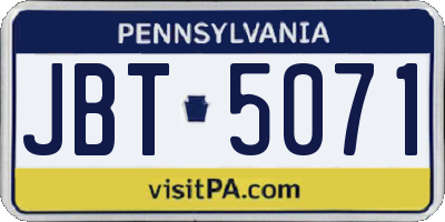 PA license plate JBT5071