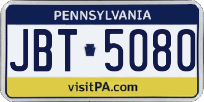 PA license plate JBT5080