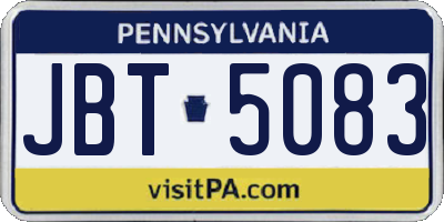 PA license plate JBT5083
