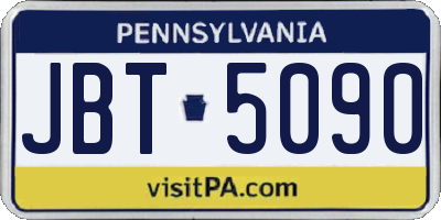 PA license plate JBT5090