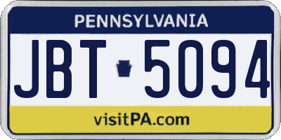 PA license plate JBT5094