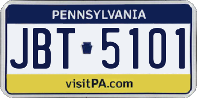 PA license plate JBT5101