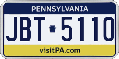 PA license plate JBT5110