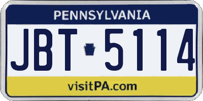 PA license plate JBT5114
