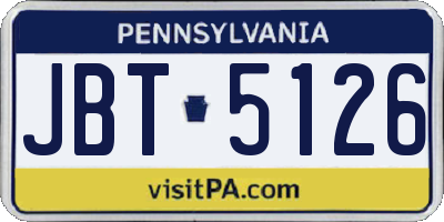 PA license plate JBT5126