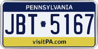 PA license plate JBT5167
