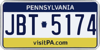 PA license plate JBT5174