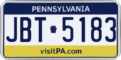 PA license plate JBT5183