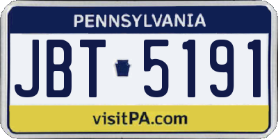 PA license plate JBT5191