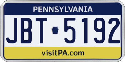PA license plate JBT5192