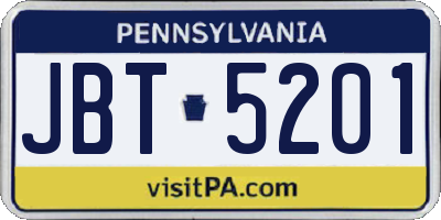 PA license plate JBT5201