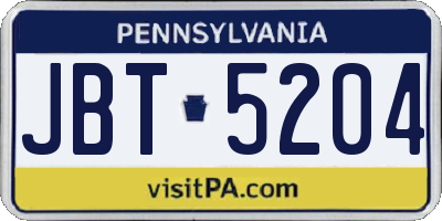PA license plate JBT5204