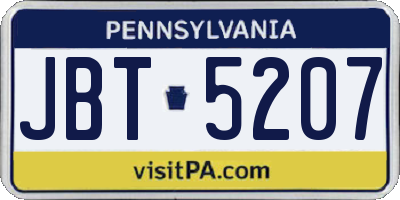 PA license plate JBT5207