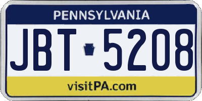 PA license plate JBT5208
