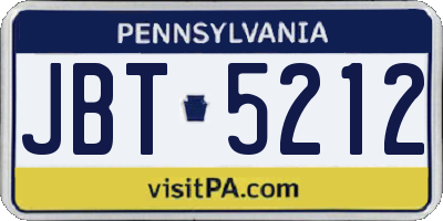 PA license plate JBT5212