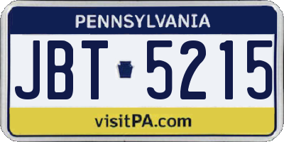 PA license plate JBT5215