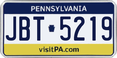 PA license plate JBT5219