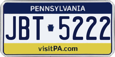 PA license plate JBT5222