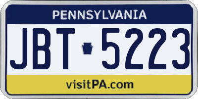 PA license plate JBT5223