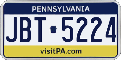 PA license plate JBT5224