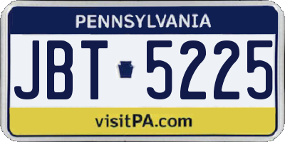 PA license plate JBT5225