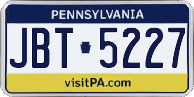 PA license plate JBT5227