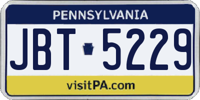 PA license plate JBT5229