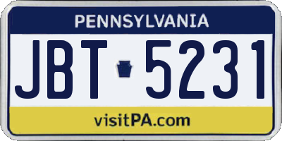 PA license plate JBT5231