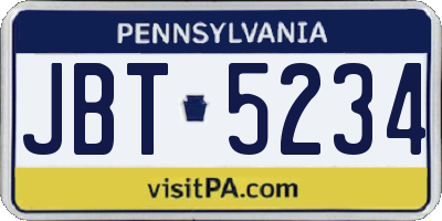 PA license plate JBT5234