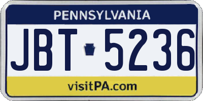 PA license plate JBT5236