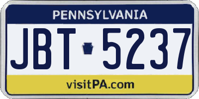 PA license plate JBT5237