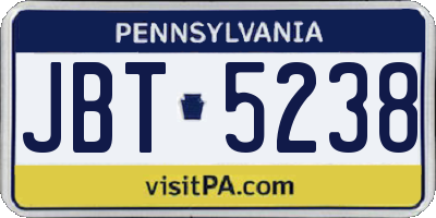 PA license plate JBT5238