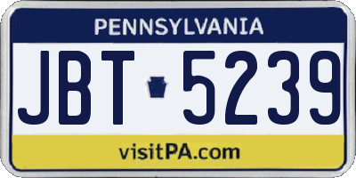 PA license plate JBT5239